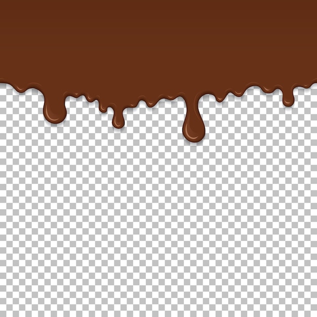 Brown dripping slime seamless pattern chocolate background with copy space realistic sweet cream isolated element flowing melted milk chocolate popular kids sensory game vector illustration