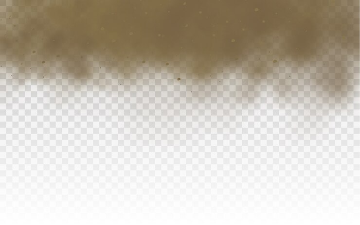 Vector brown dusty cloud or dry sand flying with a dust of wind, sandstorm. flying sand. dust cloud.