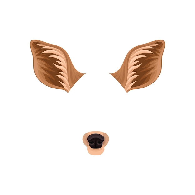 Vector brown ears and black nose of little deer animal mask for carnival detailed flat vector design for mobile messenger or application