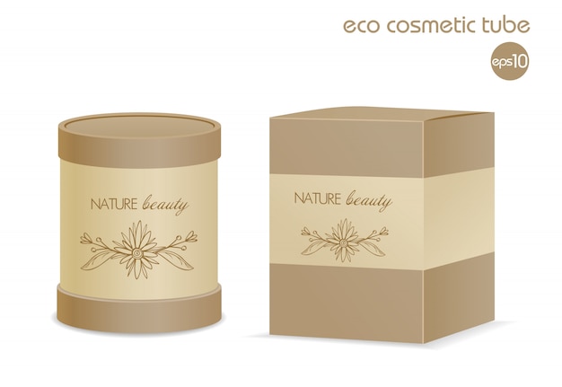 Vector brown eco cosmetic container and paper package
