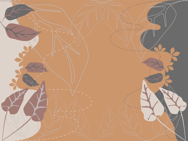 A brown floral background with leaves and a white line