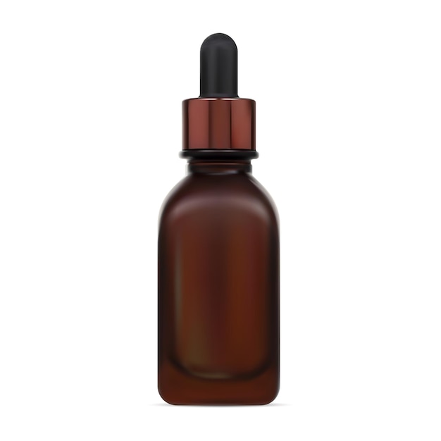 Brown glass cosmetic dropper bottle serum packaging mockup Medicine eyedropper flask design Organic aromatherapy treatment vial Medical glass bottle blank flower perfume