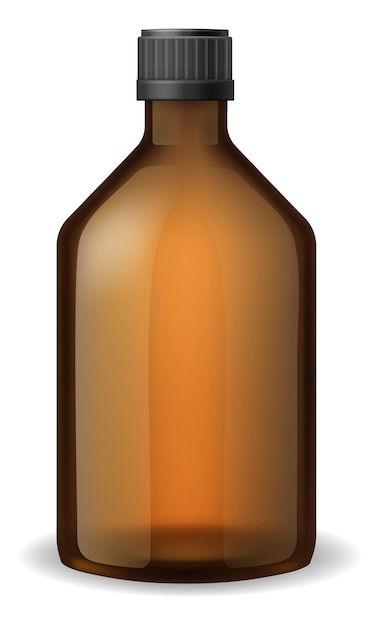 Vector brown glass cosmetic or medical container bottle mockup