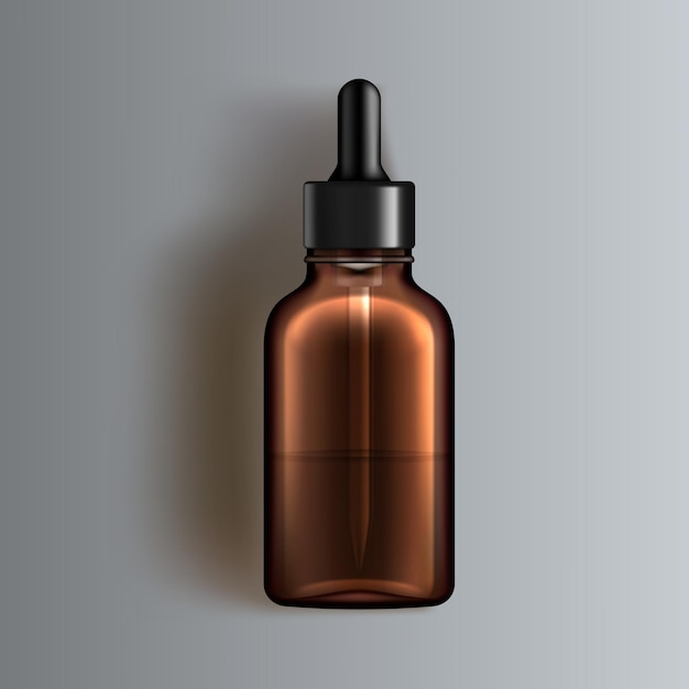 Vector brown glass dropper bottle for oil or other