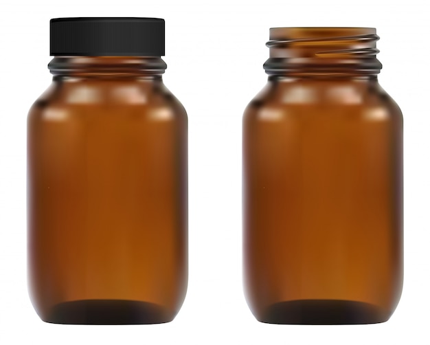 Brown glass medical bottle. Apothecary container