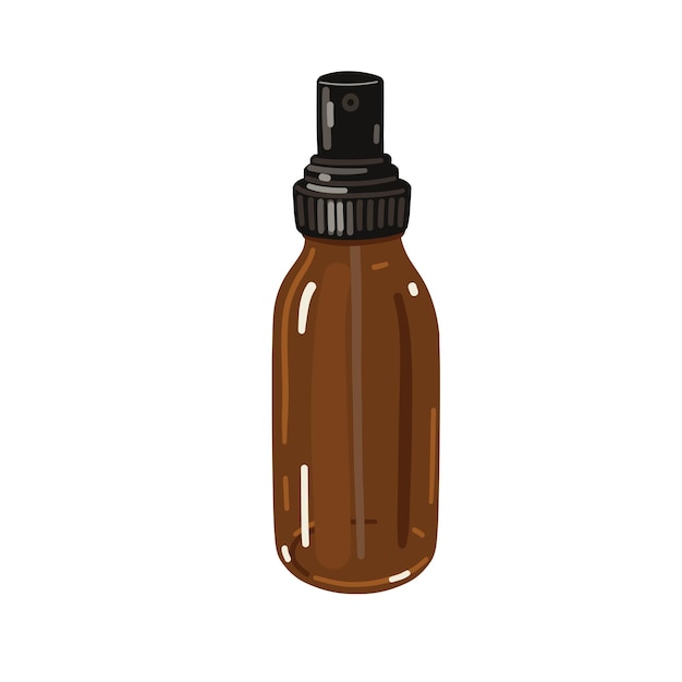 Brown glass spray bottle vector cosmetic object isolated on white