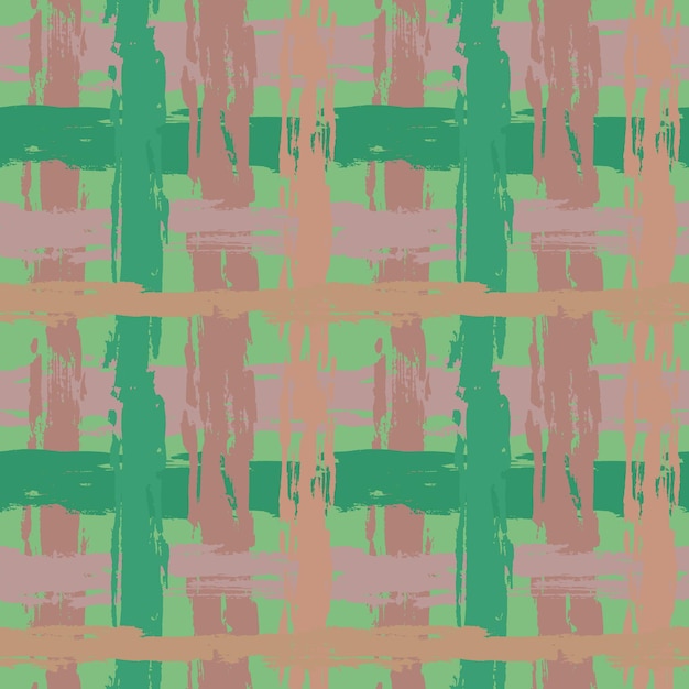 Brown and green hand drawn dry brush wicker seamless pattern