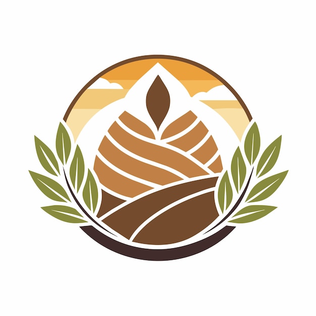 Vector brown and green logo design showcasing a mountain in the backdrop incorporating natural elements like wood or stone incorporating natural elements like wood or stone for warmth and texture