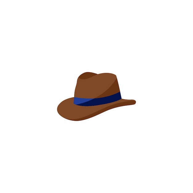 Vector a brown hat with a blue band around the top.