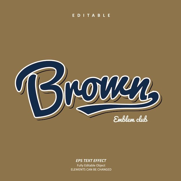 Brown Jersey honkbalteam logo afdrukbare borduurtekst effect bewerkbare premium vector