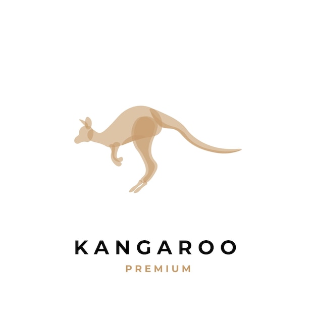 Brown Kangaroo Illustration Logo with Overlapping Abstract Colors