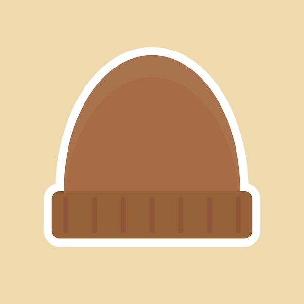 Brown knitted hat. Cartoon hat. Vector