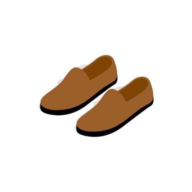 Vector brown leather shoe icon in isometric 3d style on a white background