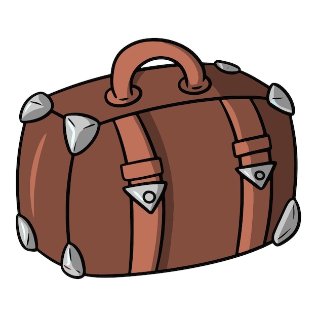 Brown leather travel suitcase vector illustration design element