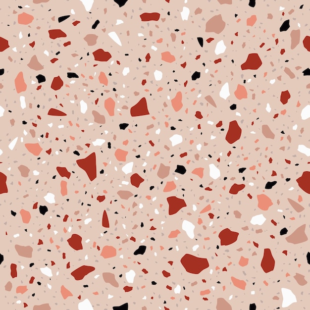 Vector brown and maroon terrazzo mosaic tile pattern