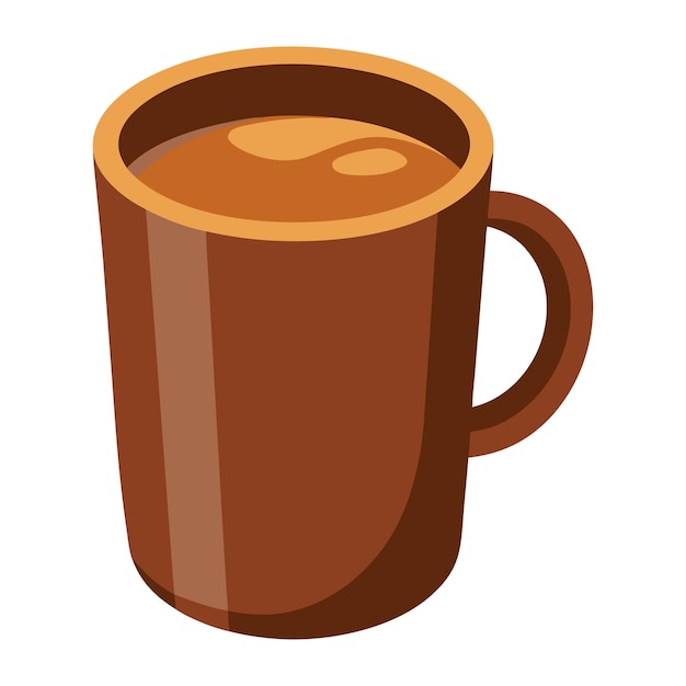 brown mug with coffee on white