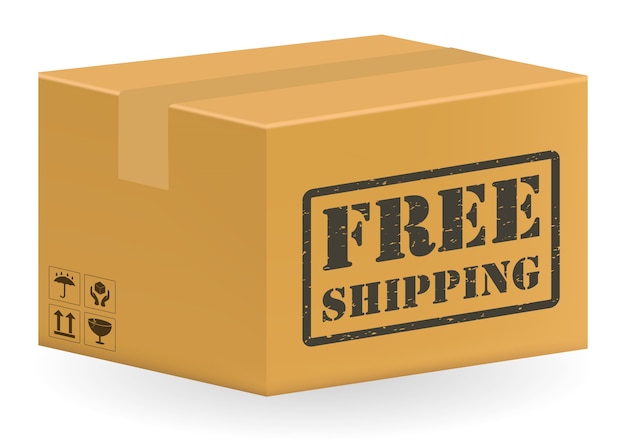 Vector brown package product box with free shipping