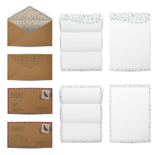 Brown paper envelopes and blank white letter papers