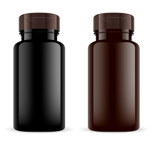 Brown pill bottle. amber plastic 3d sport drug jar