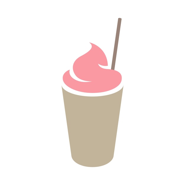 Brown and Pink Milkshake with a Straw Icon isolated on a White Background Vector Illustration