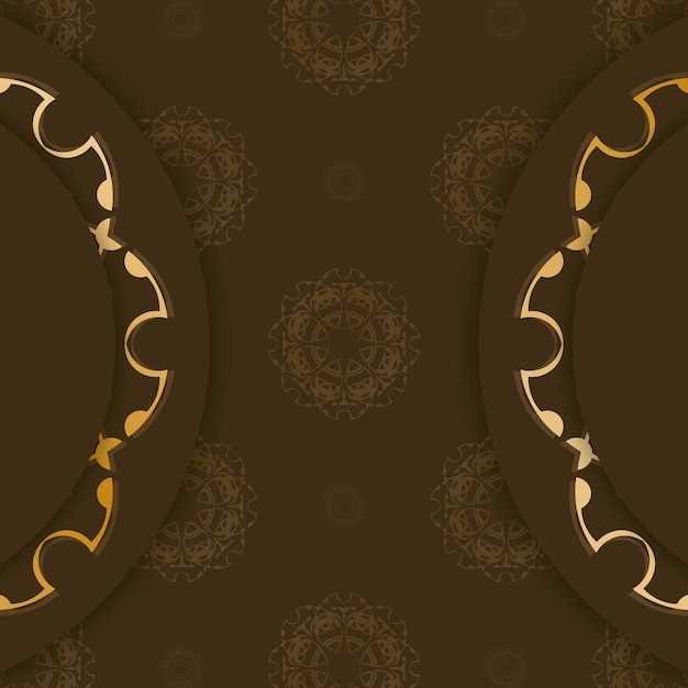あなたのデザインのためのヴィンテージゴールドの飾りが付いた茶色のポストカード。