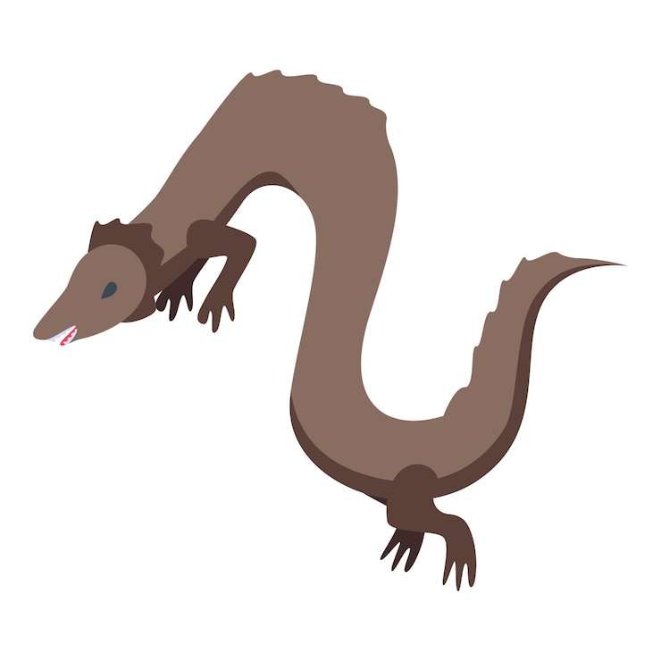 Vector brown prehistoric basilosaurus swimming with open mouth