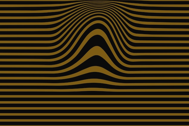 Effetto ondulazione marrone op art strisce logo vettore moderno poster con linee fluide psichedeliche