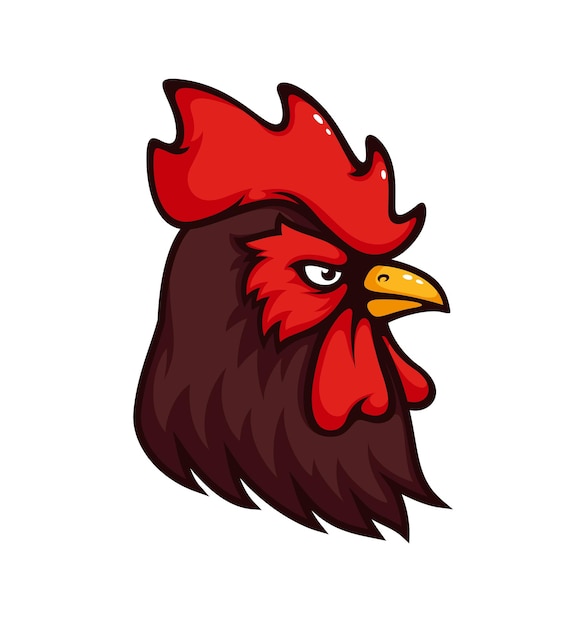 Brown rooster head vector mascot of sport team
