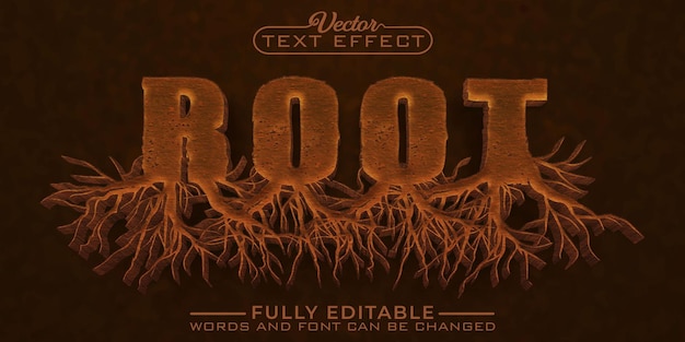 Brown root vector bewerkbare teksteffectsjabloon