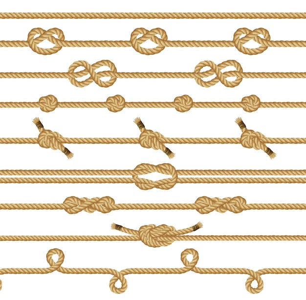 Brown rope knots collection graphic elements