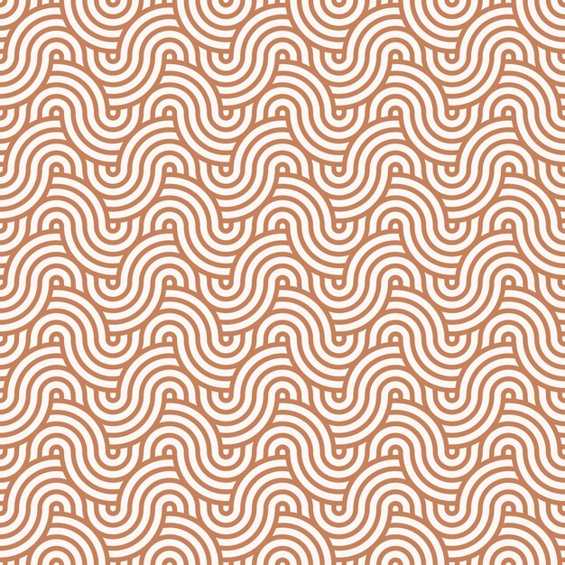 Brown seamless abstract geometric japanese circles lines and waves pattern