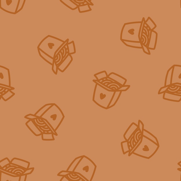Brown seamless pattern with noodle box