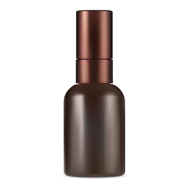 Brown serum bottle. amber collagen container mockup. essential oil cosmetic flacon with pipette. eyedropper flask vector design for liquid parfume. skin cosmetic vial mock up