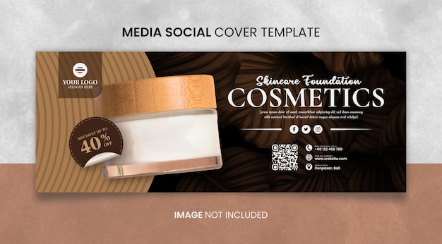 Brown Skincare Foundation Cosmetics Media Social Cover Template