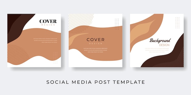 Vector brown social media post with modern exotic abstract illustration pattern fashionable template