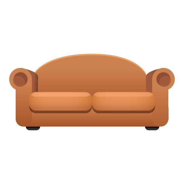 Brown sofa icon Cartoon of brown sofa vector icon for web design isolated on white background