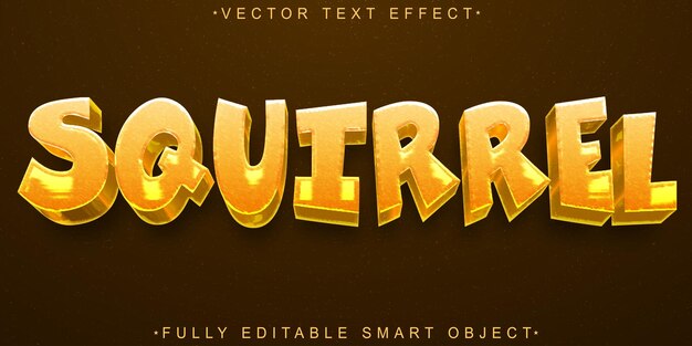 Brown Squirrel Cartoon Vector Volledig bewerkbaar Smart Object Text Effect