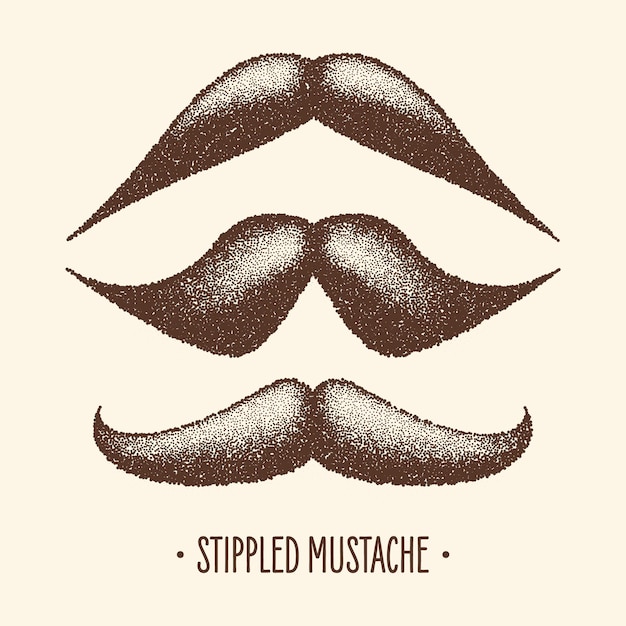 brown stippled vintage mustache curly facial hair hipster beard stippling dot drawing and shading