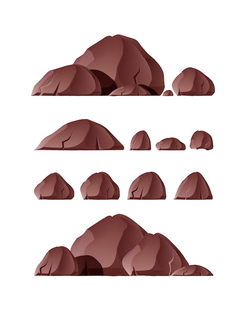 Камни коричневого цвета в наборе разных размеров