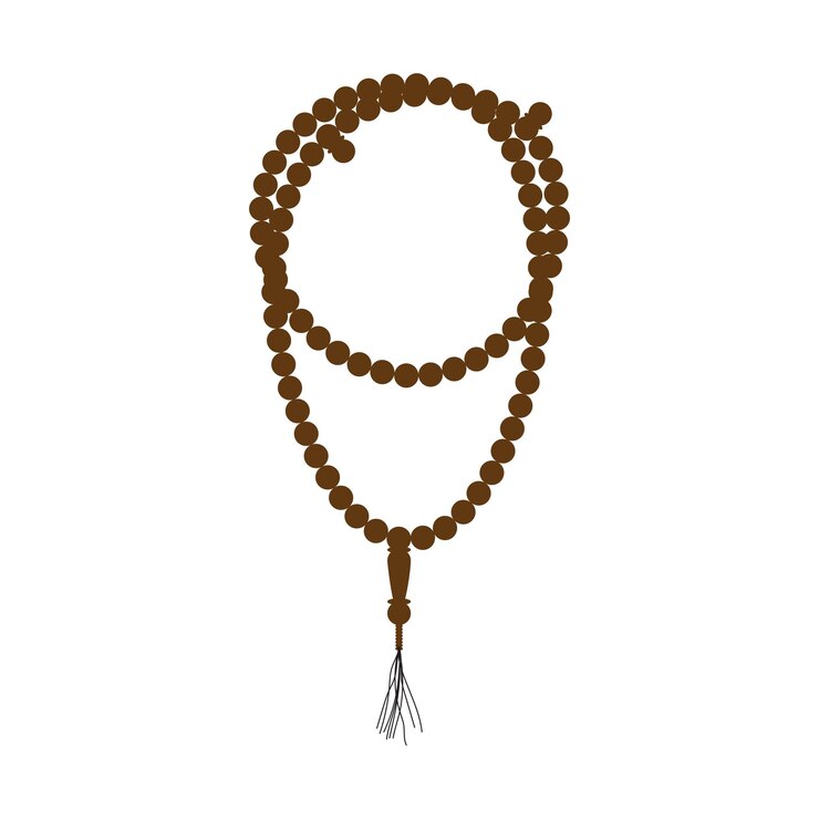 Vector a brown string with beads on it