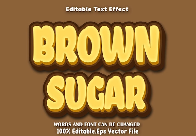 Vector brown sugar editable text effect cartoon style