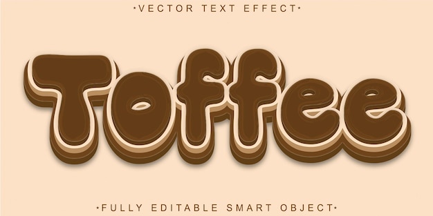 Vector brown sweet toffee vector volledig bewerkbaar smart object text effect