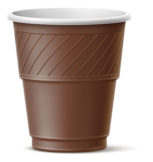 Brown takeaway cup. Realistic plastic disposable container