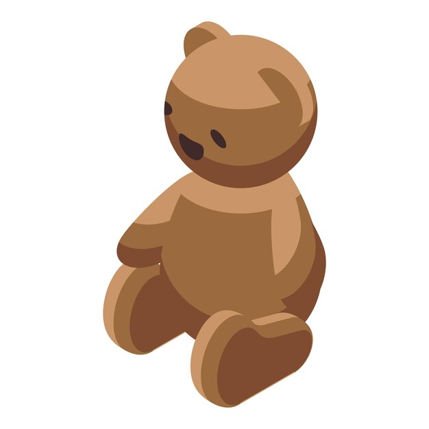 足を伸ばした茶色のテディベアが座っているイソメトリックイラスト