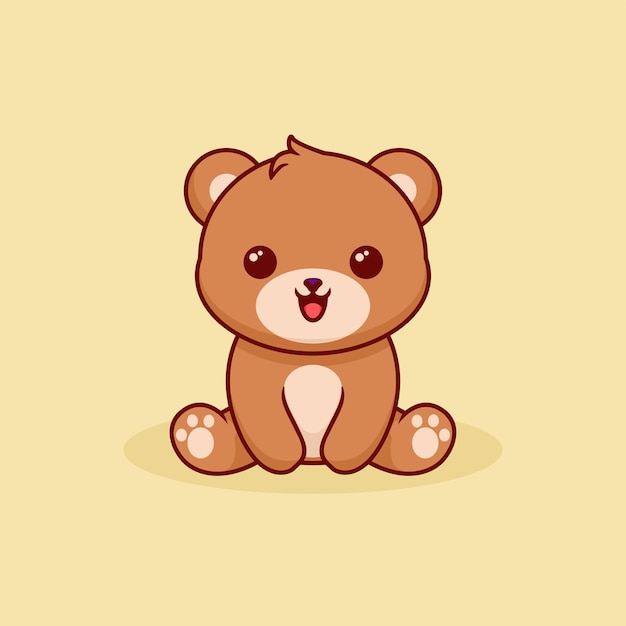 Vector a brown teddy bear sitting on a yellow background