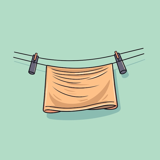 a brown towel hanging on a clothes line