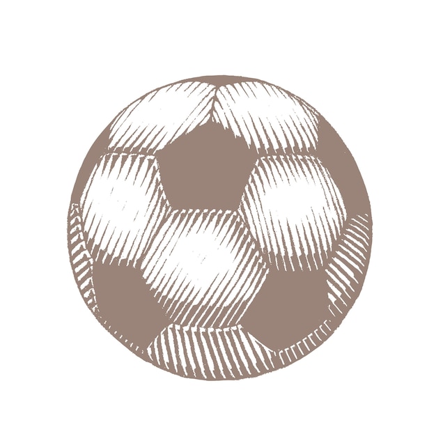 Vector brown vectorized ink sketch of soccer ball illustration