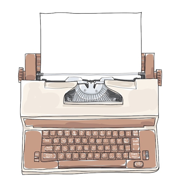 Brown Vintage Electric Typewriter vectorillustratie