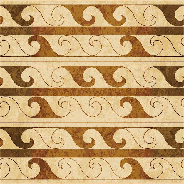 Vector brown watercolor texture, seamless pattern, curve spiral wave primitive geometry