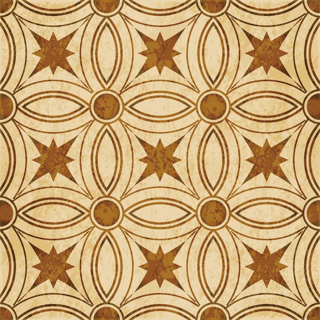 Brown watercolor texture, seamless pattern, round cross frame star